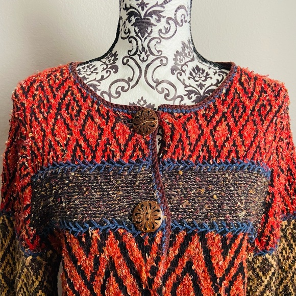 COLDWATER CREEK Multi pattern cardigan sweater - Picture 3 of 9